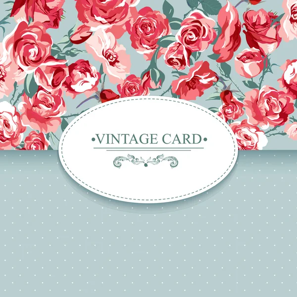 Elegancia Vintage Floral Card con Rosas — Archivo Imágenes Vectoriales