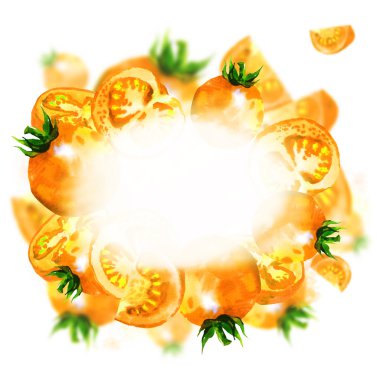 beyaz zemin üzerine suluboya domates çerçeve