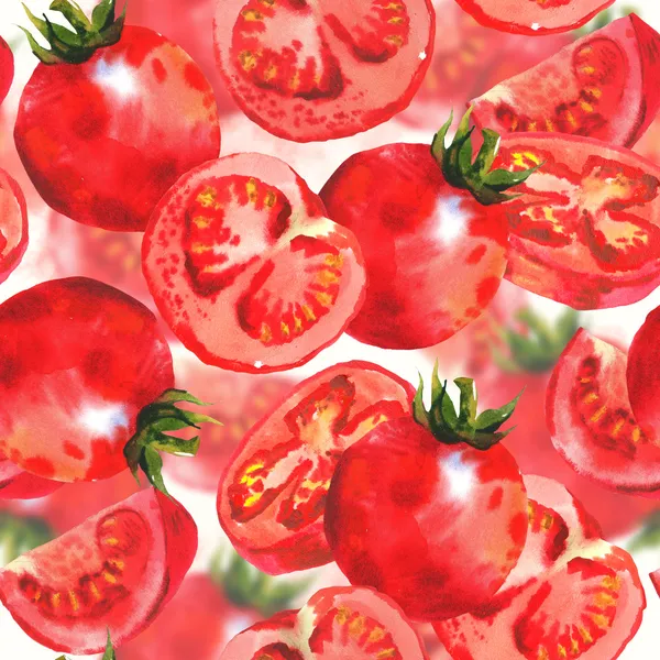 Akvarell tomater sömlös bakgrund — Stockfoto