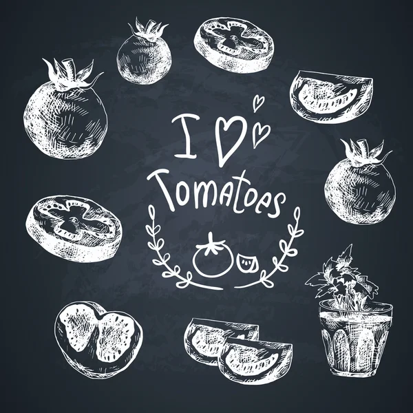 Ручной рисунок овощей, помидоров . — стоковый вектор