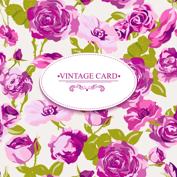 Vintage blommig kort med rosor — Stock vektor