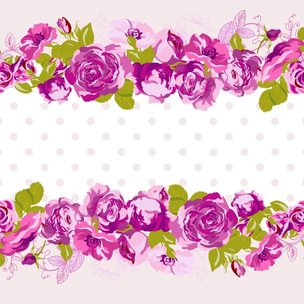 Seamless Border of blossom roses. — Stock Vector