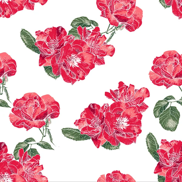 古色古香的玫瑰无缝图案 — 图库矢量图片