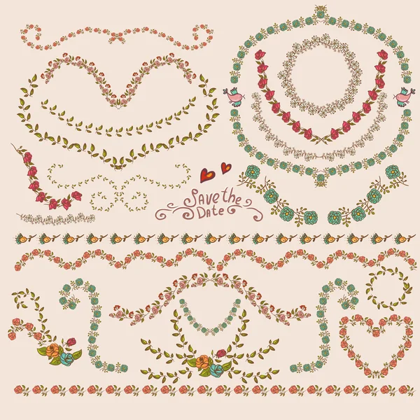 Floral Laurels, Ribbons, Wreaths Vector — Stock Vector