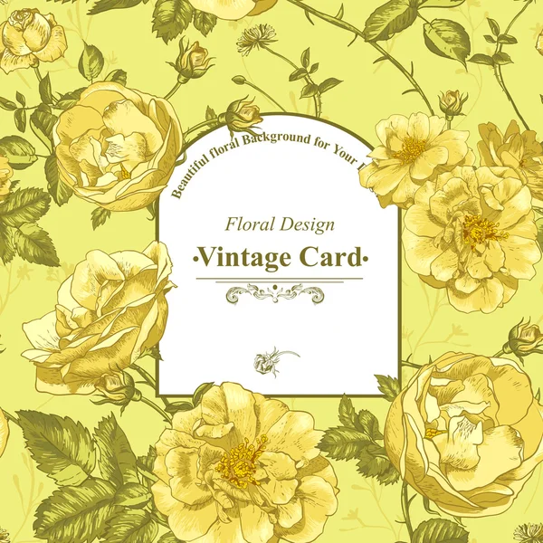 Διάνυσμα floral ευχετήρια κάρτα με τριαντάφυλλα ανθίζουν — Διανυσματικό Αρχείο