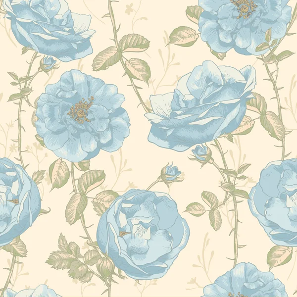 Beau Vintage sans couture Roses fond — Image vectorielle