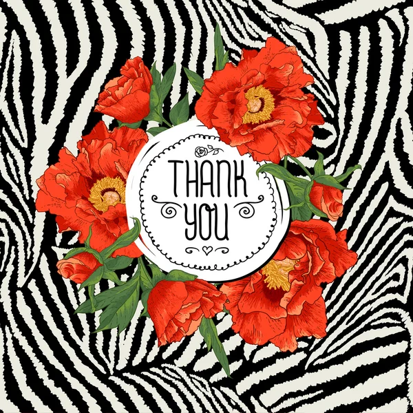 çiçek açan çiçekler ile Vintage tebrik kartı.