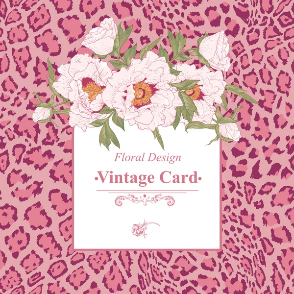 Carte de vœux vintage avec fleurs fleuries . — Image vectorielle