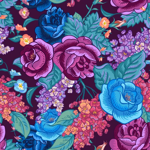 Fondo sin costuras con ramos de flores silvestres . — Vector de stock