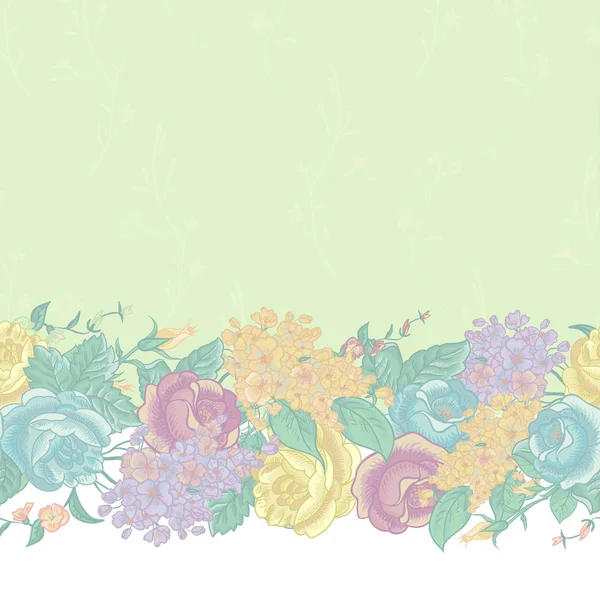 Frontera floral sin costuras con flores silvestres — Vector de stock