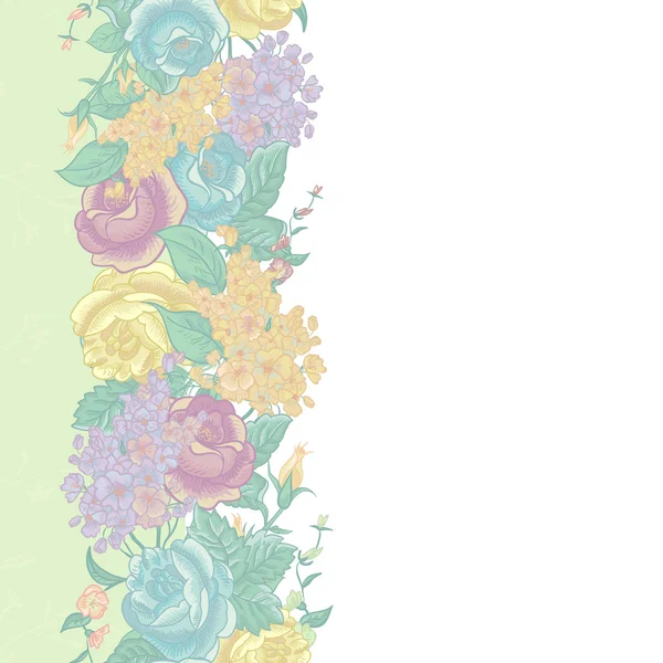 Бесшовная цветочная граница с полевыми цветами — стоковый вектор