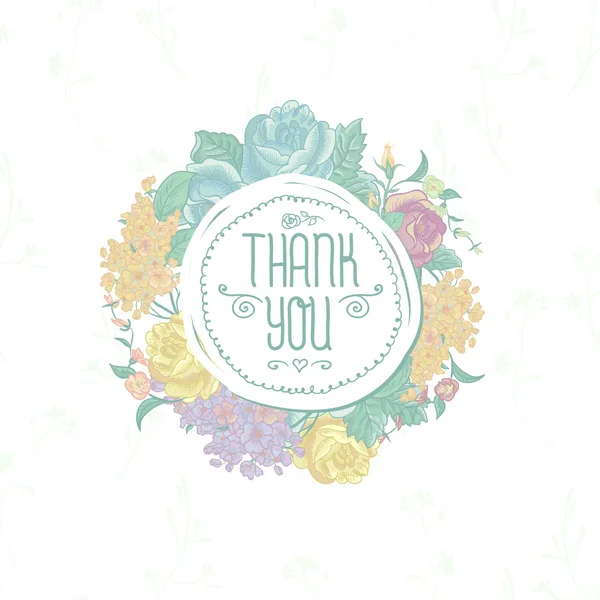 Vintage greeting card with flowers. Thank you — Stock Vector