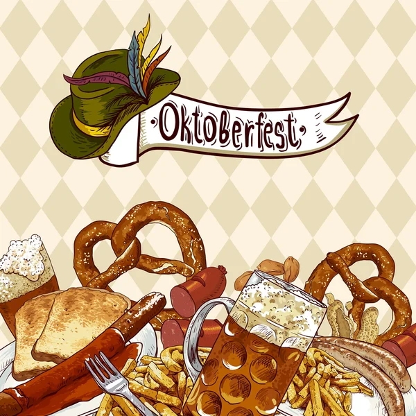 Oktoberfest Diseño de celebración con cerveza — Vector de stock