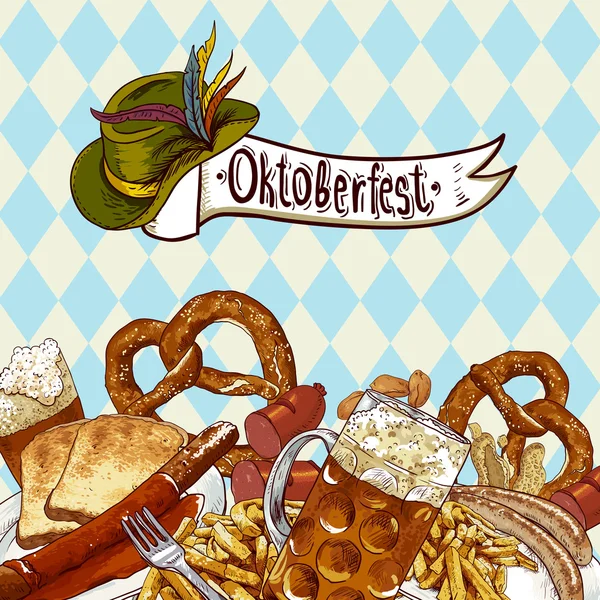 Oktoberfest celebration design with beer — Stock Vector