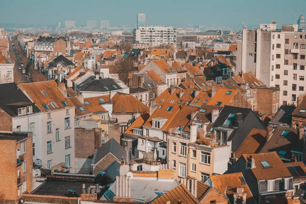 布鲁塞尔红砖屋顶的美丽景色 安静的住宅区 — 图库照片