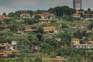 View of houses with red roofs on a hill, Slovenia, Travel Europe