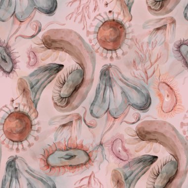 Beige Watercolor Abstract Seamless Pattern. Floral Background