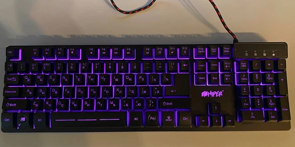 Eine Tastatur Mit Hinterleuchteter Tastatur Hintergrundbeleuchtete Gaming Tastatur Details Und — Stockfoto