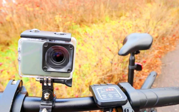Action Camera Shooting Nature Objects Compact Camera Shooting Objects — Stock Photo, Image
