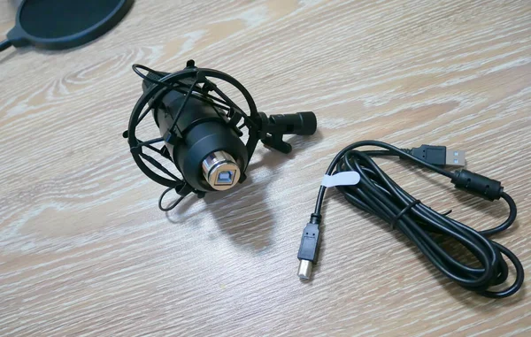 Мікрофон Потокового Передавання Блогерів Мікрофон Рухомій Нозі Потокової Передачі — стокове фото