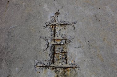 rusty of structure steel of concrete wall 