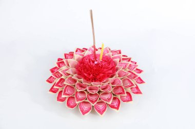 Handmade Kratong made from natural corn's leaves ,Loy Kratong Festival is praying for Goddess of water