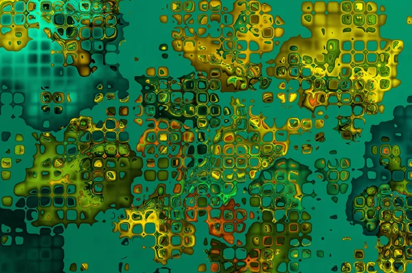Pulserande målat glas bakgrund - smaragd med guld. — Stockfoto