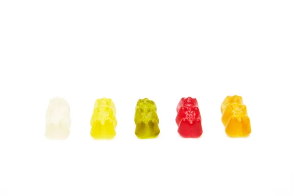 Multicolor Gummy Bears Candy Aislado sobre fondo blanco. Jalea dulces de colores Differenr — Foto de Stock