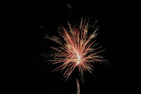 Fuegos Artificiales Multicolores Cielo Nocturno Celebración Del Día Independencia Año —  Fotos de Stock