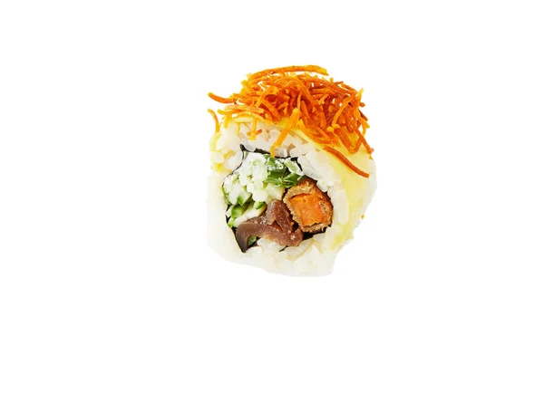 Sushi Roll Sweet Potato Cucumber Tuna Isolated White Background — ストック写真