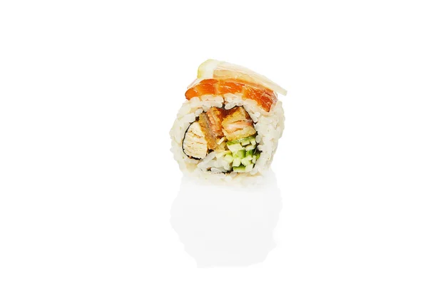 Sushi Roll Salmon Lemon Cucumber Tuna Isolated White Background – stockfoto