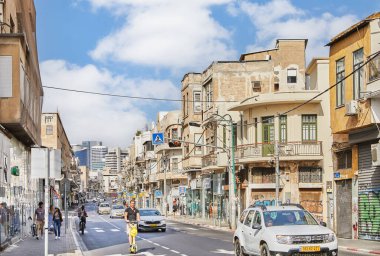 Tel Aviv, İsrail - 27 Mayıs 2022: Jaffa 'daki Eilat Caddesi, Kudüs Bulvarı' na giden Jaffa Yolu 'nun devamı..