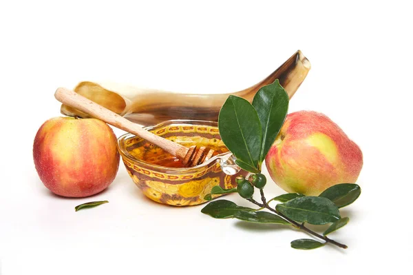 Rosh Hashanah Jewish New Year Holiday Concept Apple Shaped Bowl — 图库照片