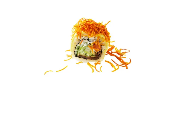 Sushi Roll Sweet Potato Cucumber Tuna Isolated White Background — ストック写真