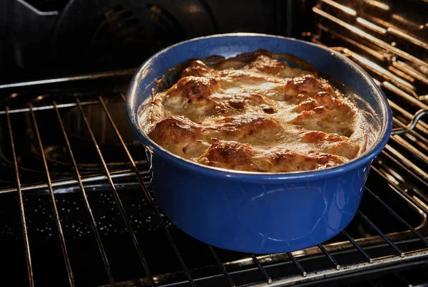 Bechamel Sauce Cauliflower Ceramic Bowl Baking Oven — Stockfoto