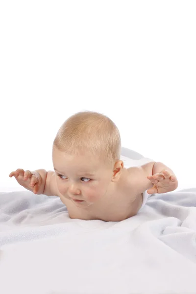 Zoete weinig baby op een deken — Stockfoto