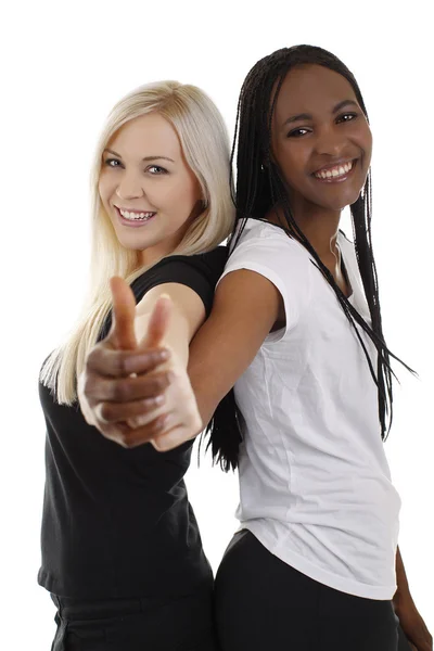 Portrait of friends - African-American and Caucasian — Stock Photo, Image