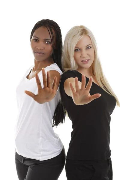 Portrait of friends - African-American and Caucasian — Stock Photo, Image