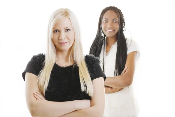 Portrait of friends - African-American and Caucasian — Stock Photo, Image