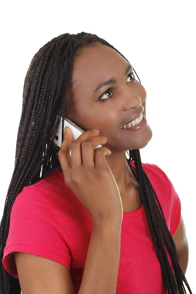 Africano americano mulher falando ao telefone — Fotografia de Stock