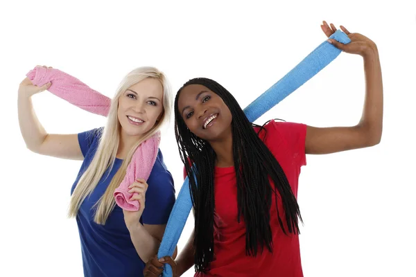 African American women and European with a towel — Stock Photo, Image