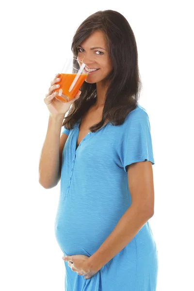 Portrait of a pregnant woman with a glass of juice Stock Image