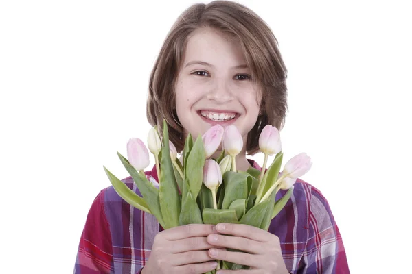 Portrait d'une fille avec un bouquet — Photo