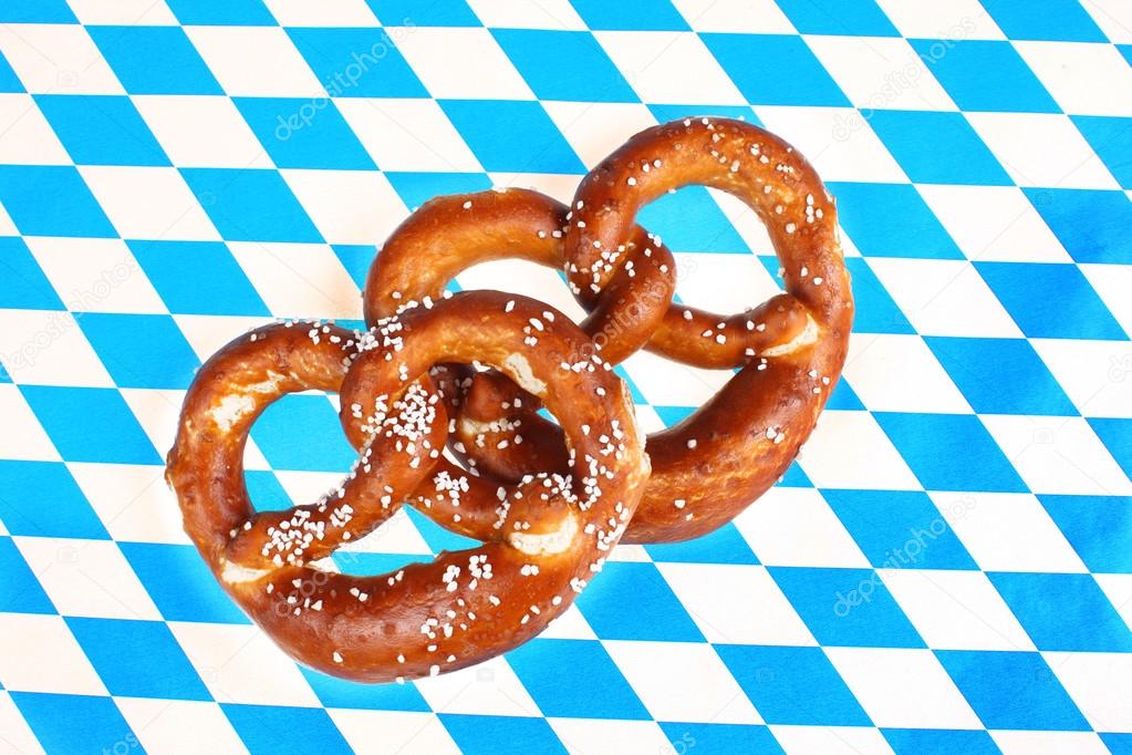 Bavarian pretzels on checkered background