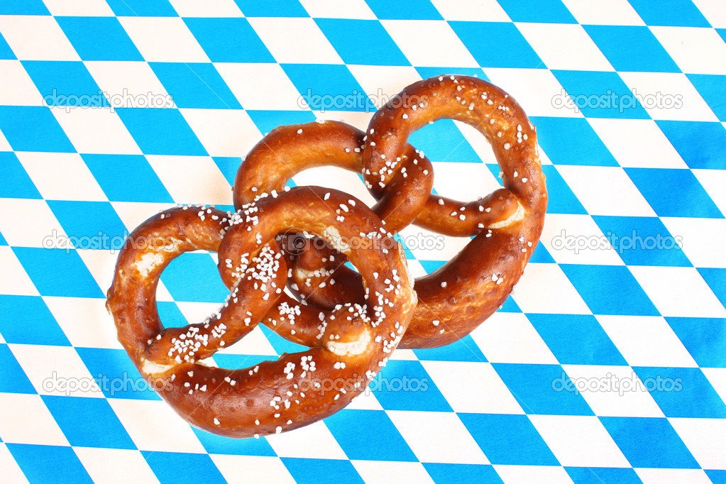 Two pretzels on checkered background