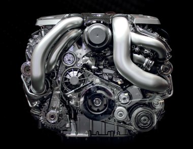 araba motoru üzerine siyah izole