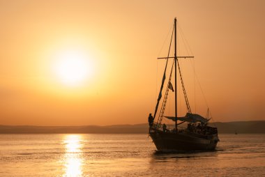 Ship at sunset