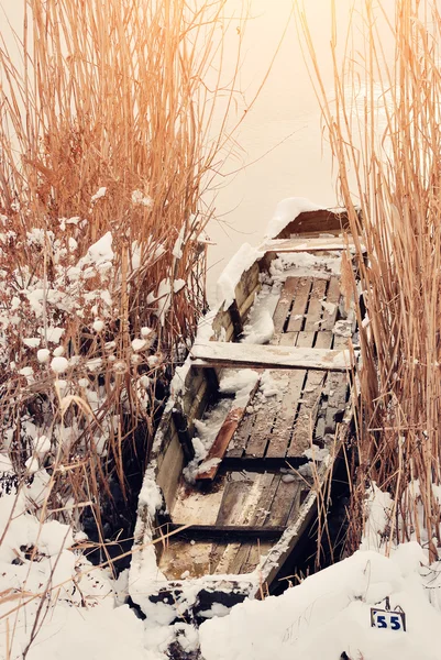 Snöiga båt — Stockfoto