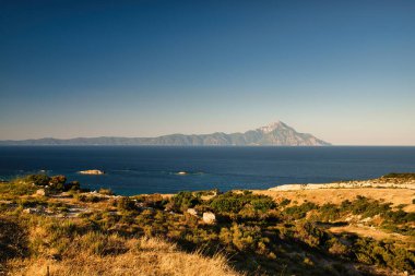 Yunanistan 'ın manzarası, Athos dağının arka planı