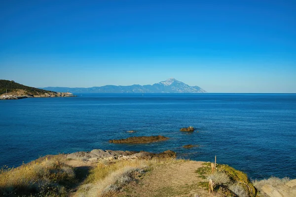 Landscape Greece Background Athos Mountain —  Fotos de Stock